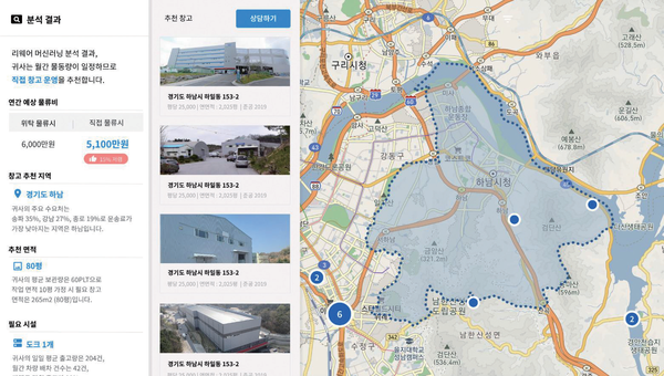 리웨어를 통해 필요한 공간의 면적과 물류비도 예측할 수 있다