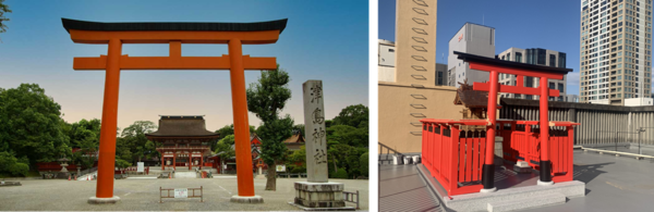 일본 신사(좌)와 기업내 신사(우)